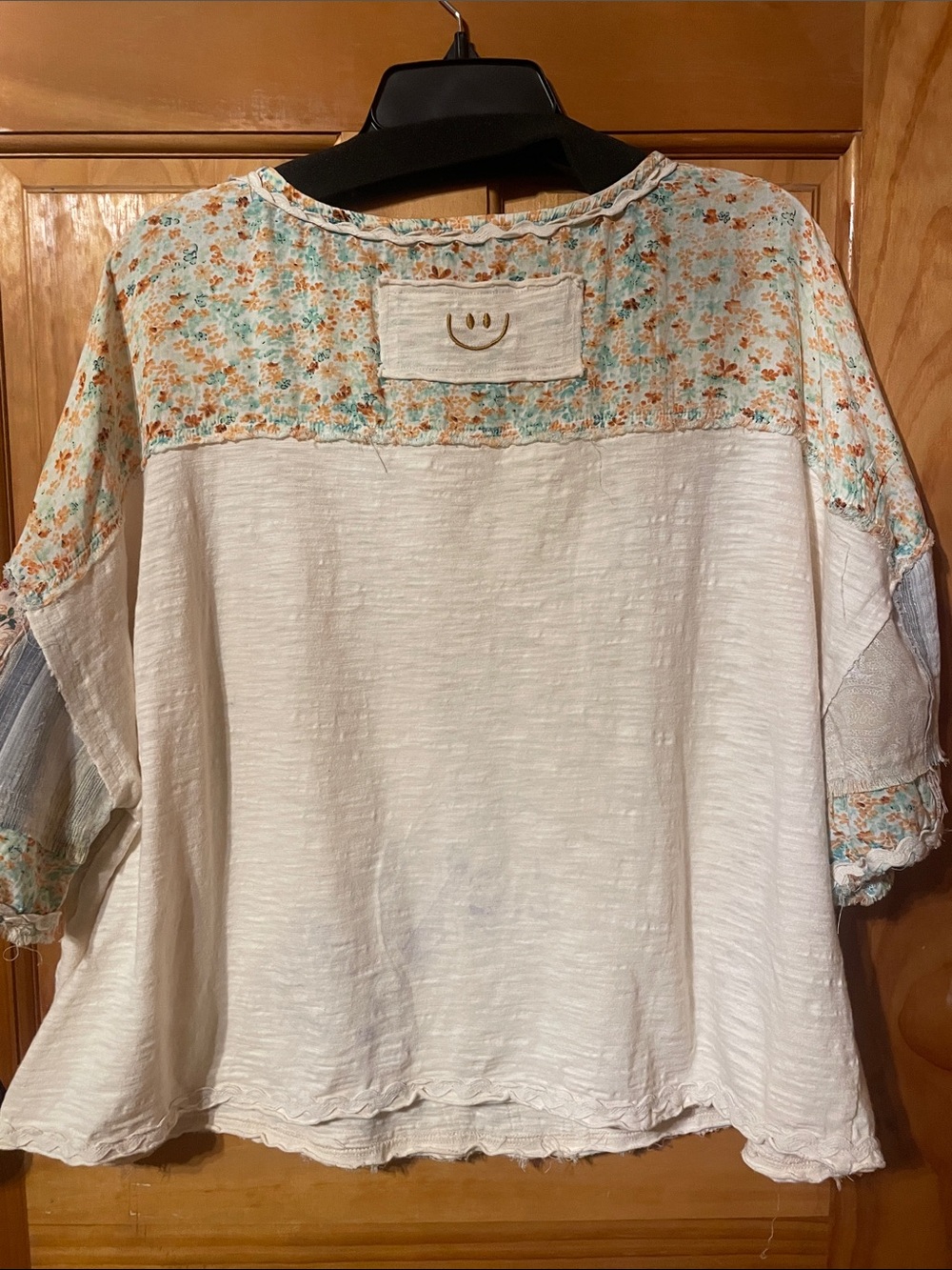 Oli & Hali Cream Patchwork Boho Top Very Oversized 28” chest - Picture 5 of 8